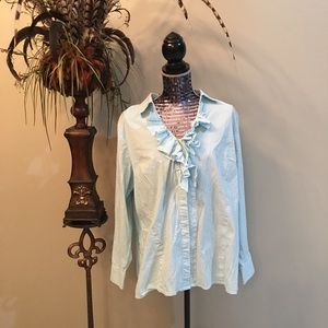 Lane Bryant Stripe Mint Ruffle Top